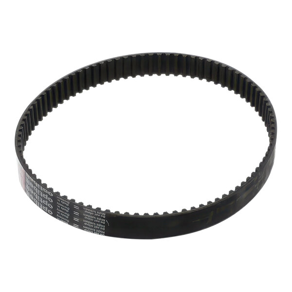 A black Robot Coupe 507341S htd belt with white text.