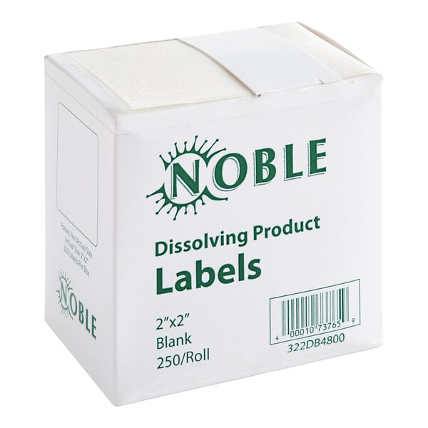 A white Noble Products dispenser box with green text on the front.