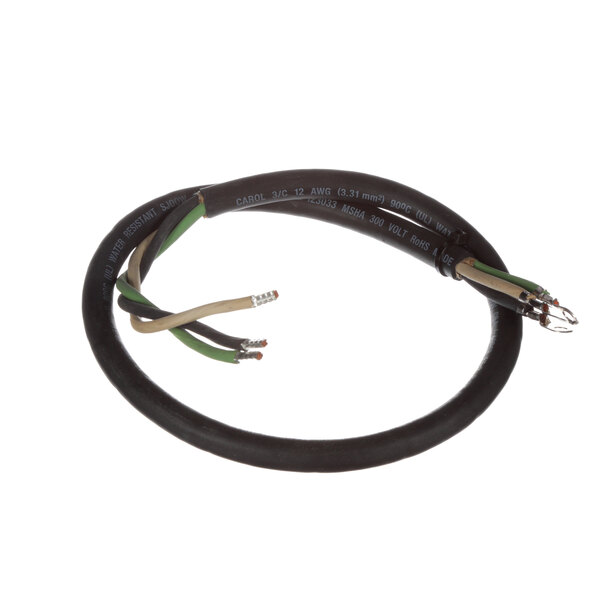 A Vulcan power cord with black and green electrical wires and plug.