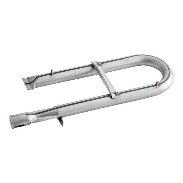 A U-shaped metal tube with mounting brackets and two small protruding pins, likely part of a burner assembly.