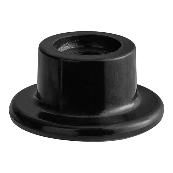 A black plastic knob with a hole.