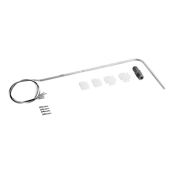A metal rod with a wire and screws.
