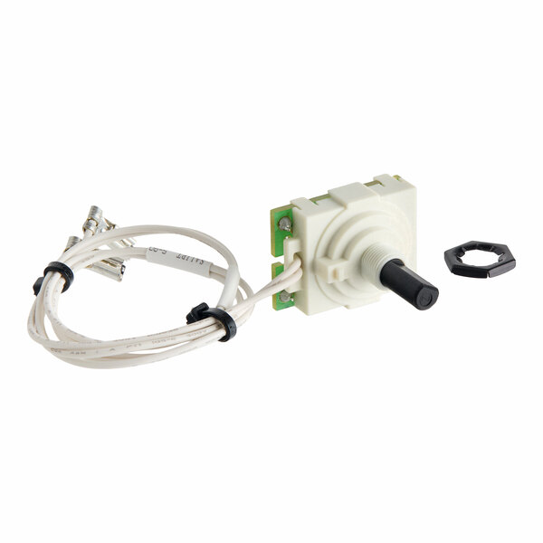 A Vitamix 15955 potentiometer with attached wiring and a separate mounting nut.