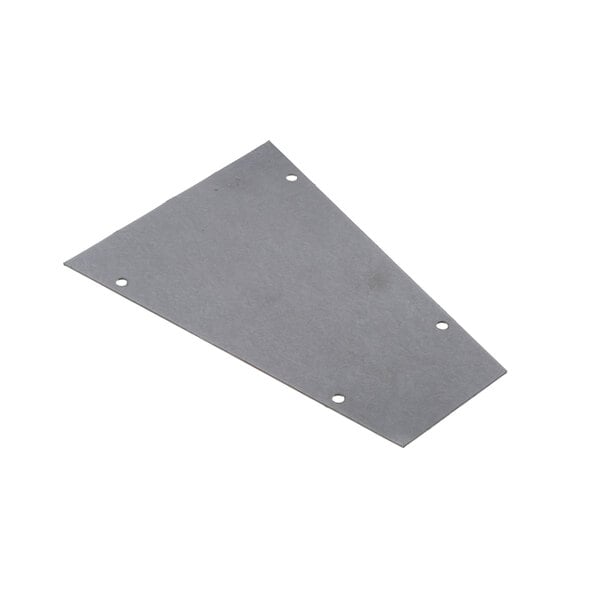 A grey rectangular metal plate with holes.