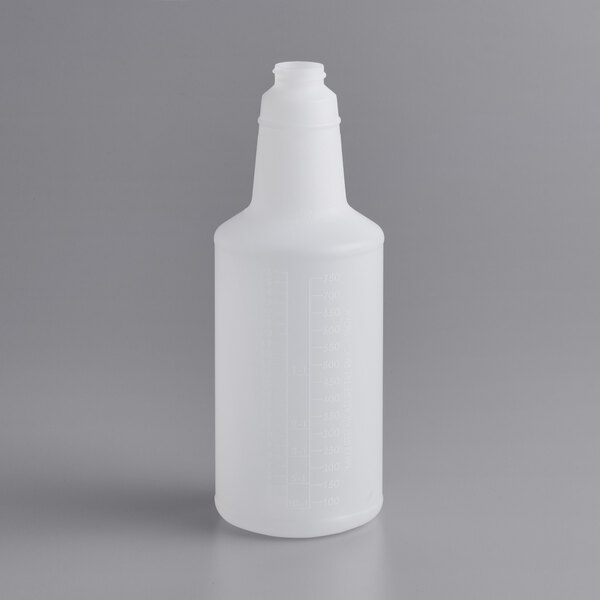 A white plastic bottle with a black cap.