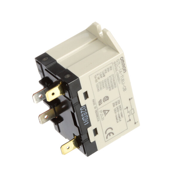 A white and black Pitco PP11033 Relay with a black cover.