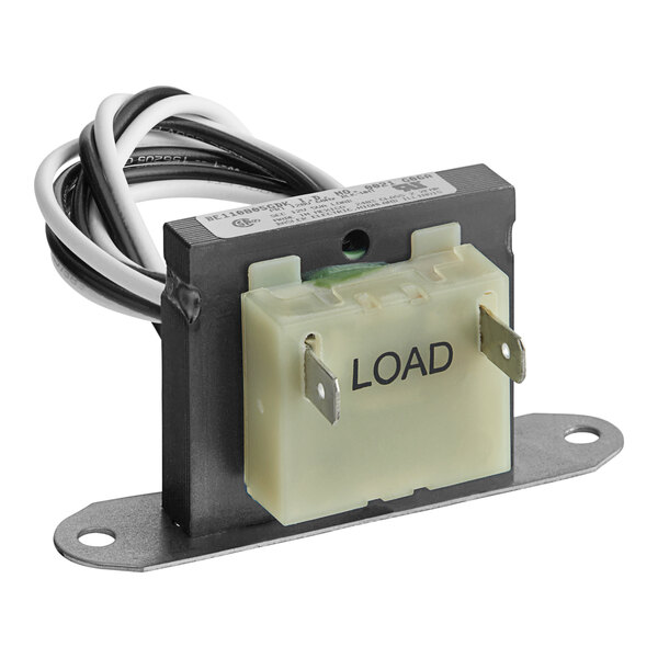 A Metro RPC13-183 Transformer, a black and white electrical device with wires and the word "load" on it.