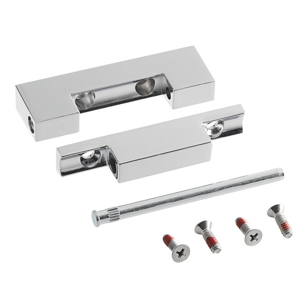 A Metro RPC14-119 hinge assembly with metal parts and screws.