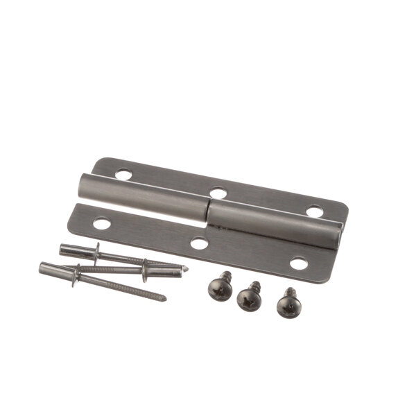 A Lockwood stainless steel hinge with screws and nuts.