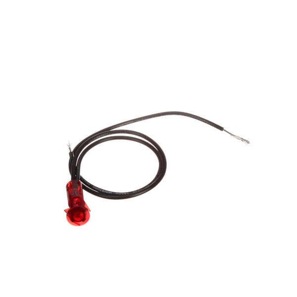 A red indicator light with a black wire.