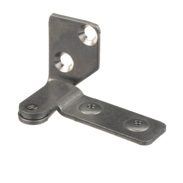 A metal Henny Penny bottom hinge bracket with two holes.