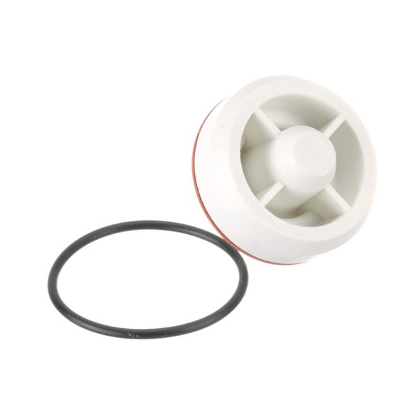 A white plastic Jackson Vacuum Breaker Repair Kit with a black gasket.