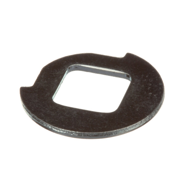 A close-up of a black metal Hoshizaki lock-stop washer.