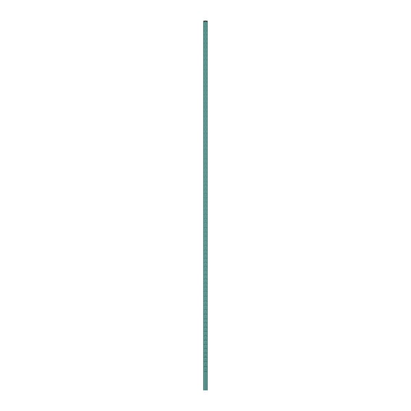 A long thin blue pole with a rectangular blue tip and white lines.