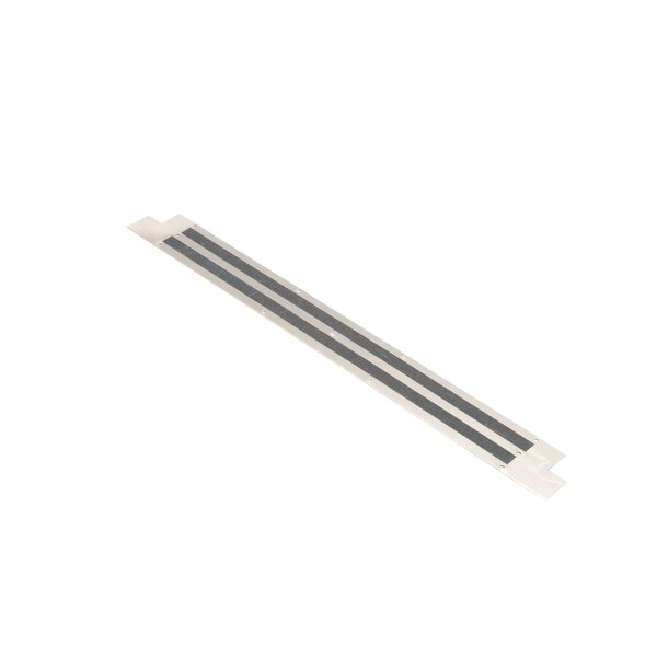 A long metal strip with black stripes on a white background.