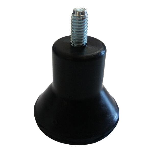 A black rubber slicer foot with a threaded metal stud, designed for the front of a Globe slicer.
