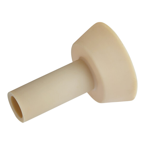 A white plastic tube with a hole and a white plastic cap.