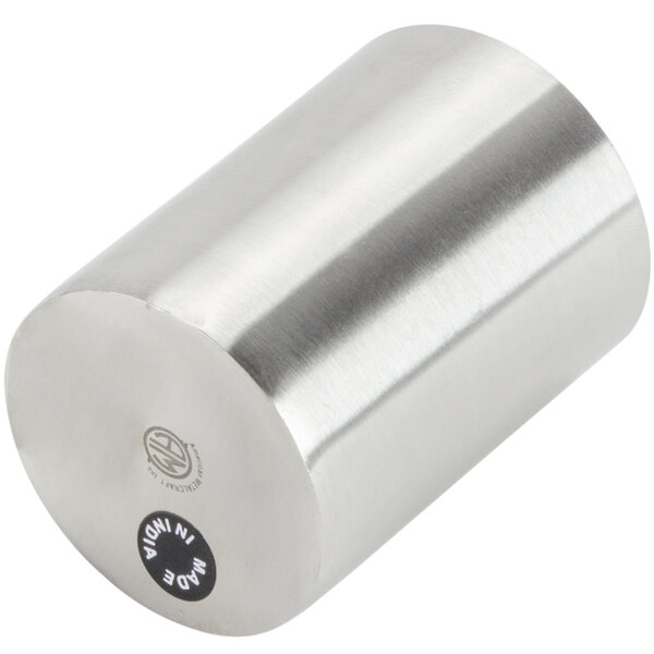 A stainless steel cylinder with a black label reading "Sugar" in black text.