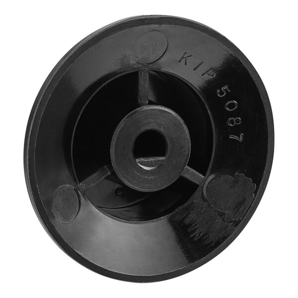 A black plastic Alto-Shaam knob with a hole in the center.