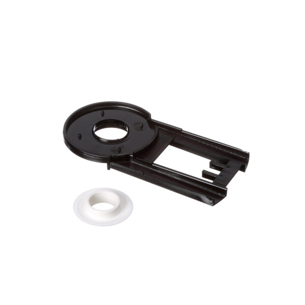 A black plastic Robot Coupe motor centering ring with a white circle.