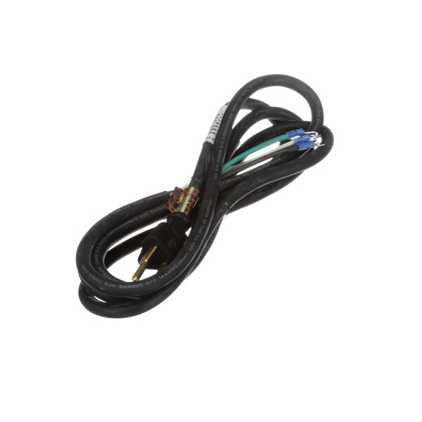 A close-up of an Accutemp power cord with wires and a blue connector.