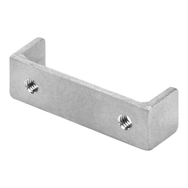 A stainless steel Convotherm door stop bracket with screws.