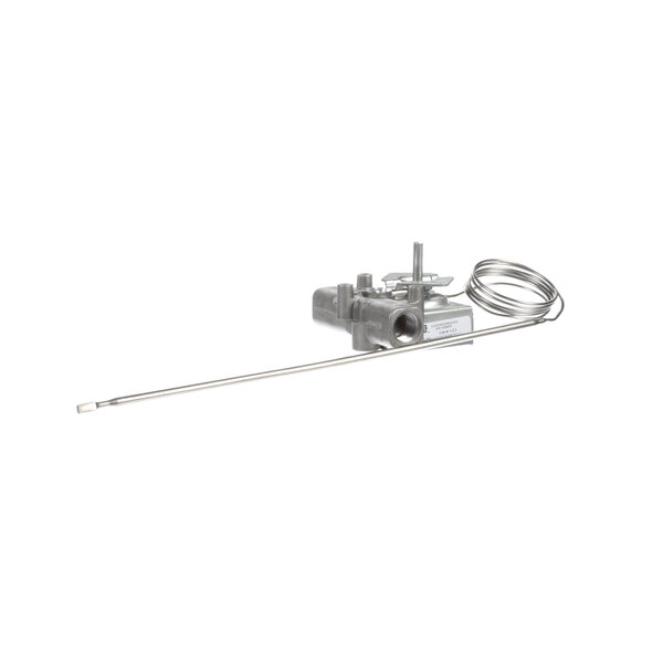 A metal US Range thermostat with a metal handle.