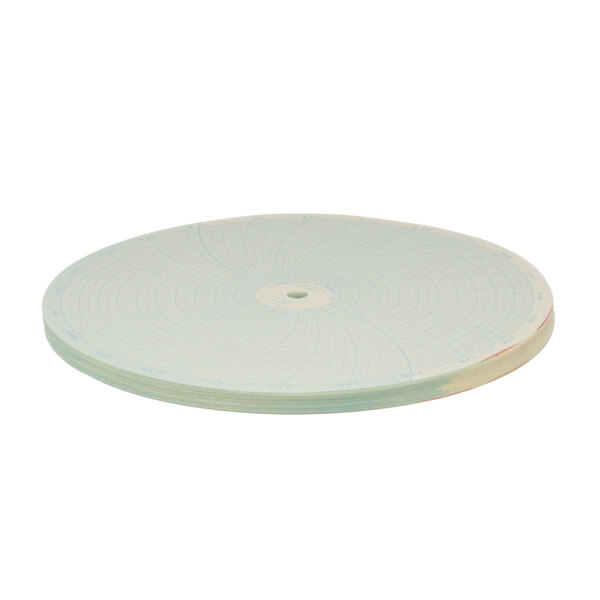 A stack of Cleveland chart recorder paper with a blue label on top.