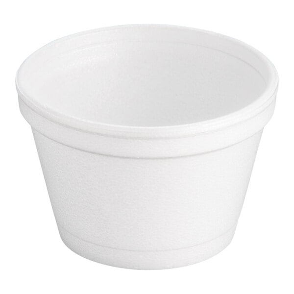A small white foam food container.