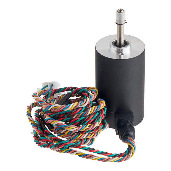 A Metro RPC13-503 DC electric motor with multicolored wires and a black cover.