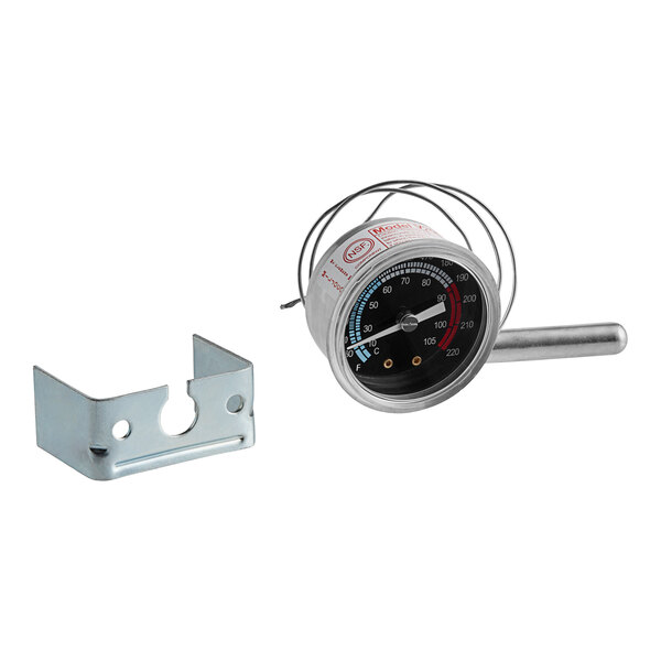 A Metro RPC13-218 thermometer with metal bracket.