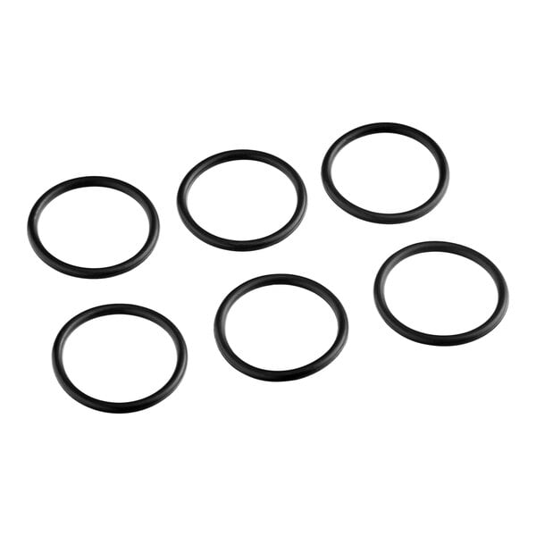 A pack of 6 black rubber O-rings.