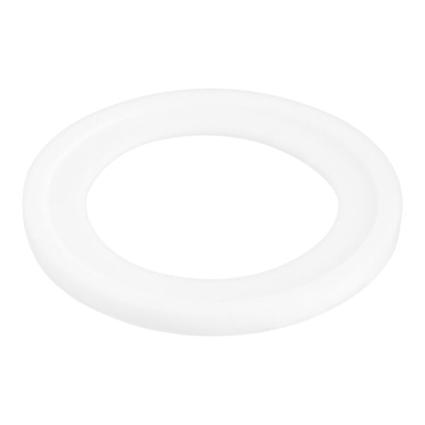 A white plastic circle with a hole in it.