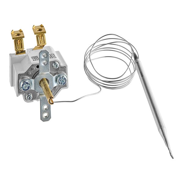 A Metro RPC13-721 Temp Control thermostat with a wire attached.