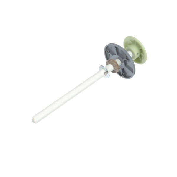 A white and green plastic pipe with a grey and green Kason release handle.