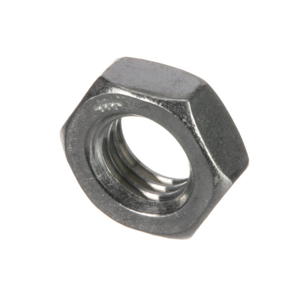 A close-up of a hexagonal Hobart nut.