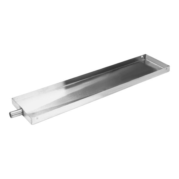 A rectangular stainless steel Rancilio condensate drain pan with a handle.