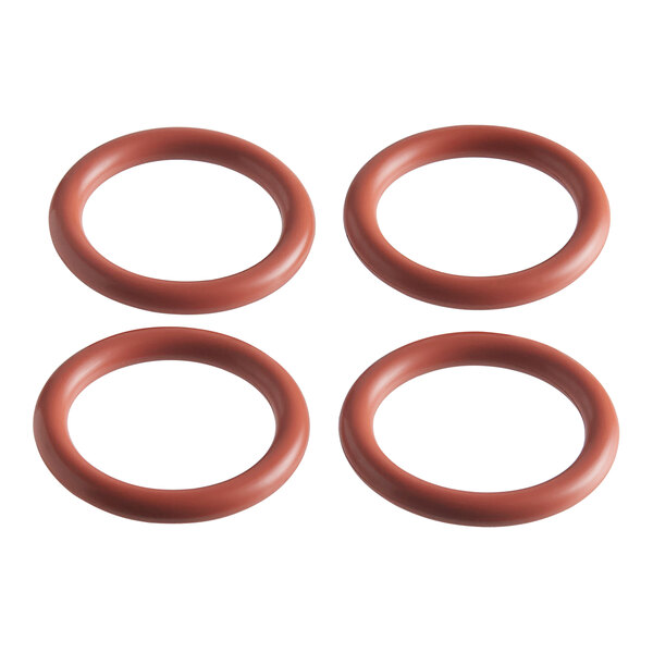 Four round red rubber O-rings.