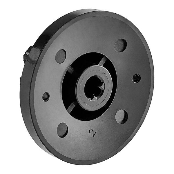 A black circular Garland dial with holes in it.