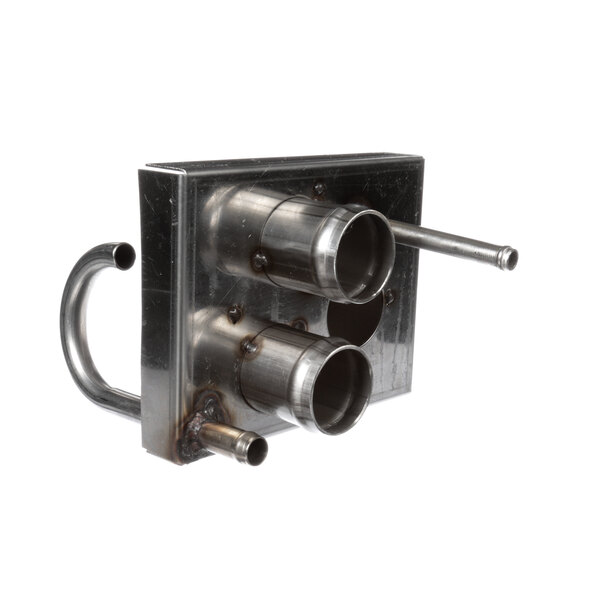 A Groen metal drain cover with two pipes.