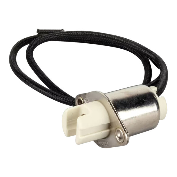 A Lincoln metal and black wire connector.