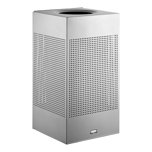 Designer Line Silhouettes Waste Receptacle, 20 gal, Steel, Silver Metallic