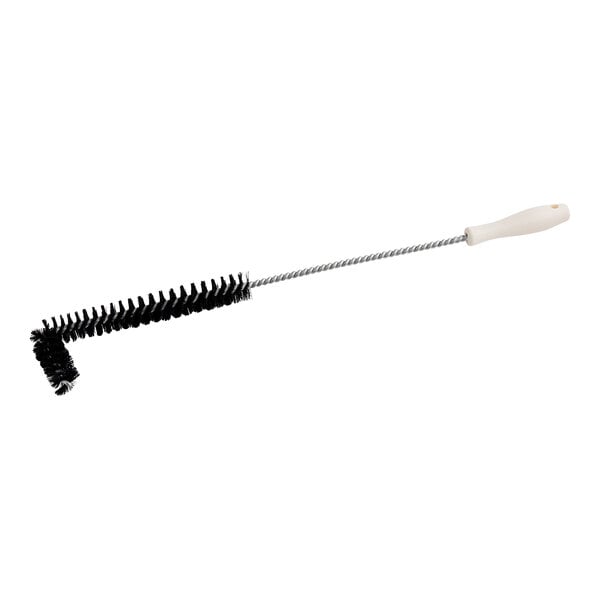 A black and white Vulcan fryer equipment cleaning brush with a long curved end.