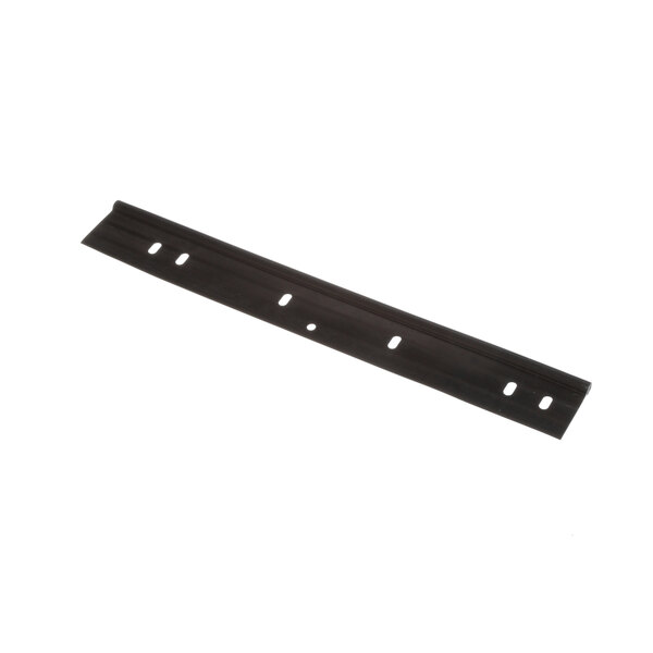 A black metal strip with holes.