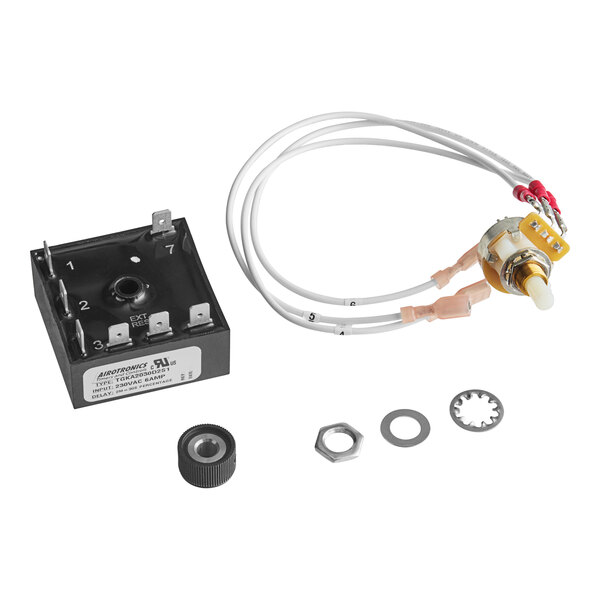 A Hatco Infinite Switch kit with a black square electronic device, wire, and nut.