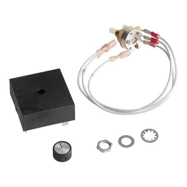 A Hatco Infinite Switch, a black electrical box with a switch and wires.