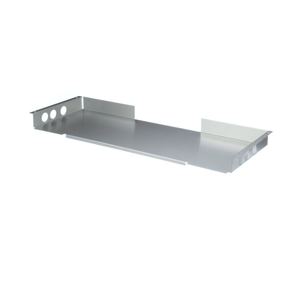 A metal Randell baffle tray with holes on the side.