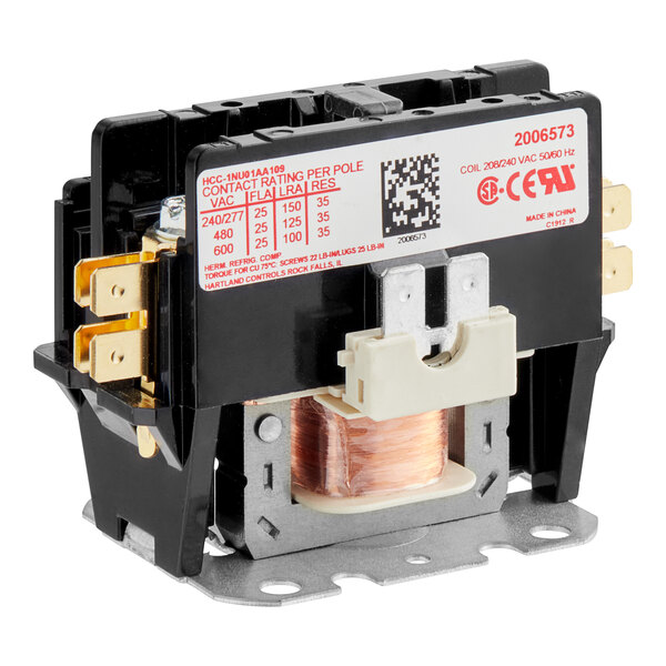 A black and silver electrical device with a single wire and two wires.