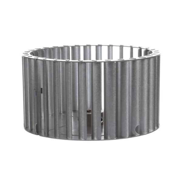 A Middleby Marshall metal blower wheel with a circular design and holes.