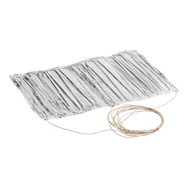 A silver sheet with a wire.